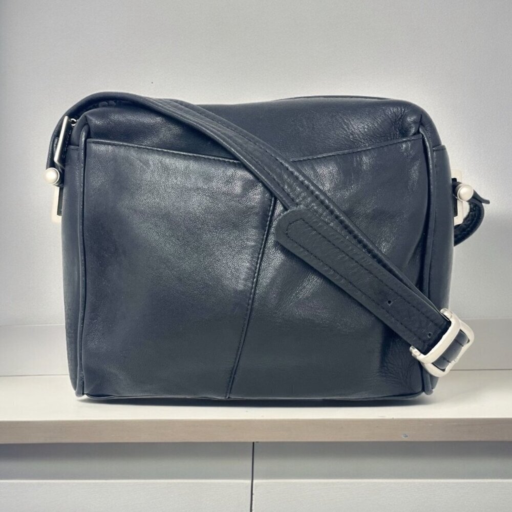 ** Tignanello Black Leather Medium Crossbody Bag